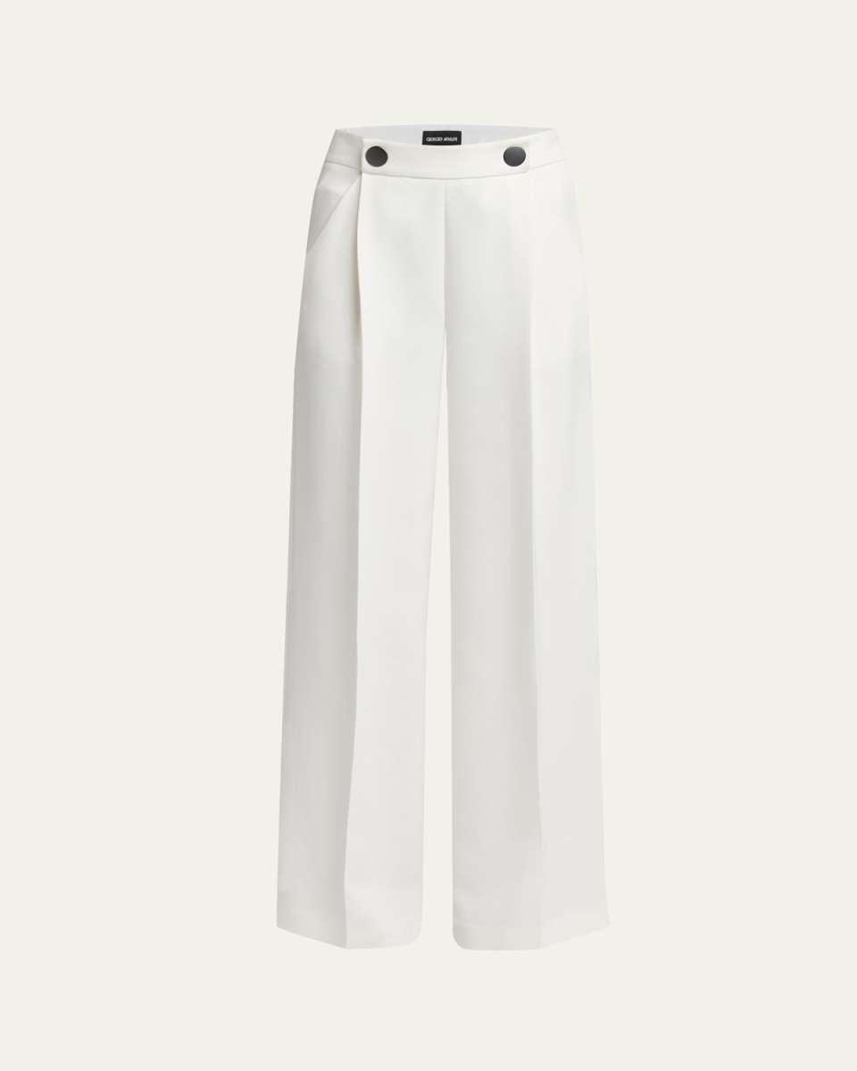 Wide Leg Silk Cady Trousers